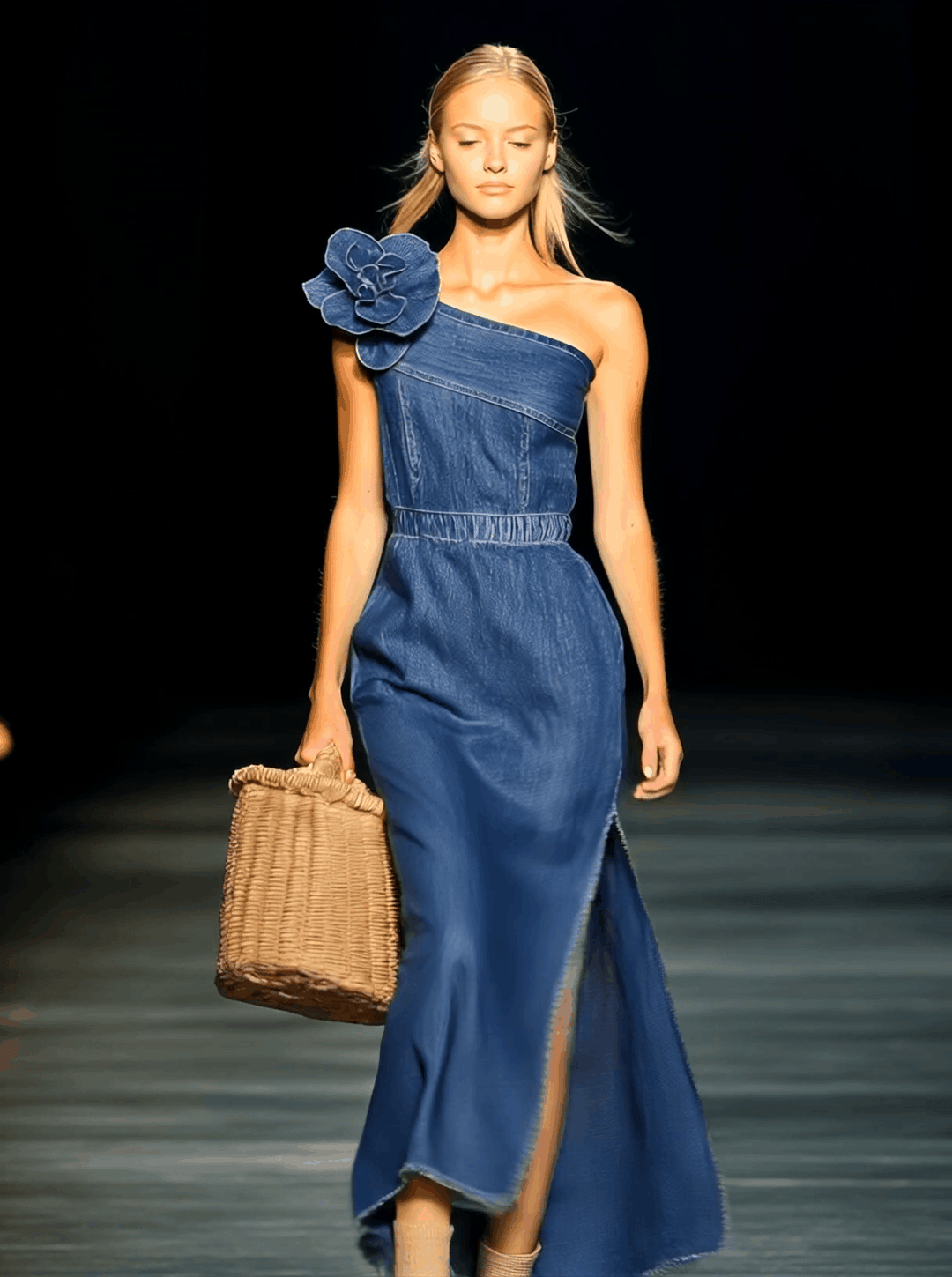 Sierra | Denim Maxi Strapless Dress