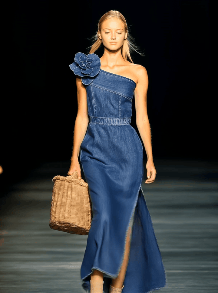 Sierra | Denim Maxi Strapless Dress