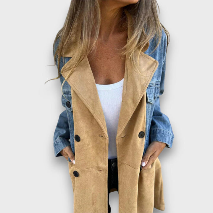 Selicia | Denim and Faux Suede Coat