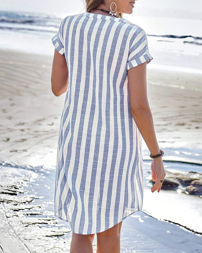 Isabelle | Elegant Striped Shirt Dress