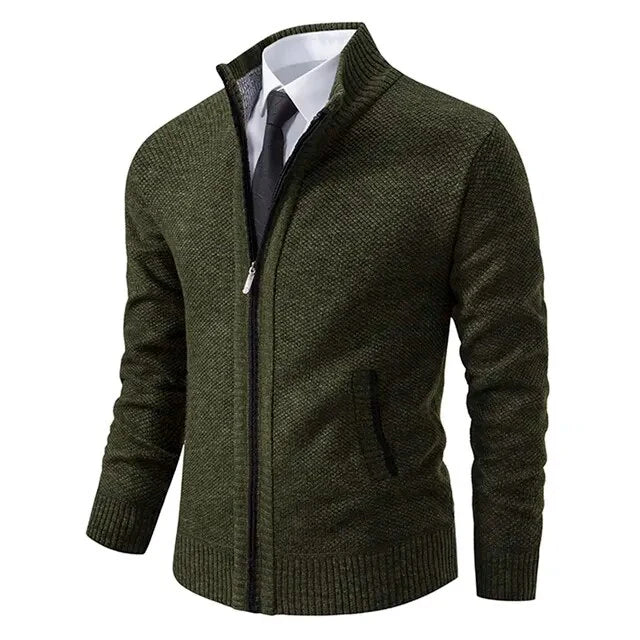 Silvio | Plain cardigan with zip fastening