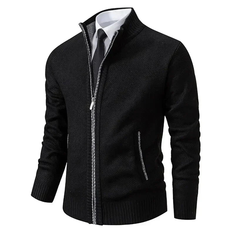 Silvio | Plain cardigan with zip fastening