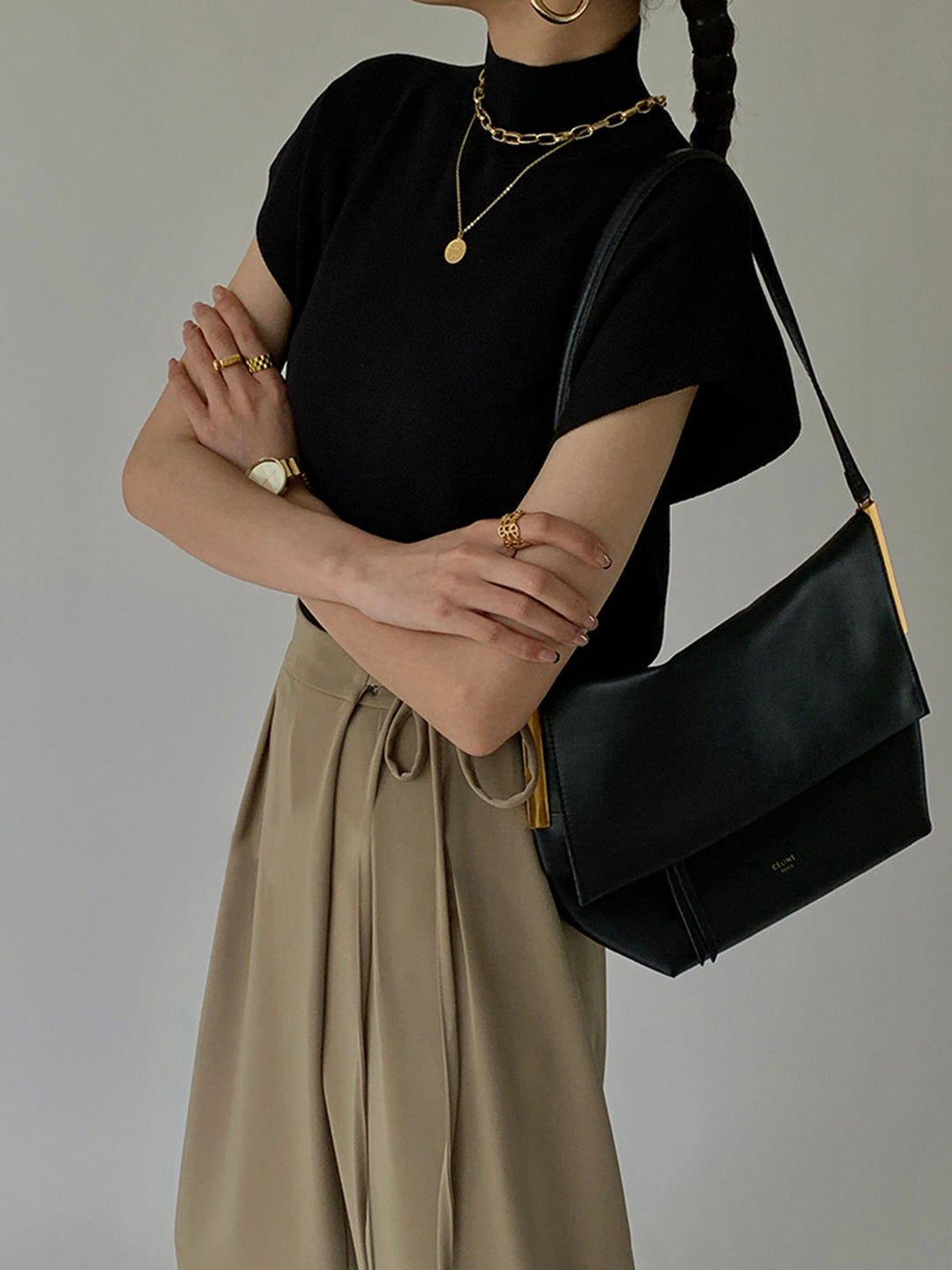 Philippine | Elegant knitted cardigan with high collar and cap sleeves