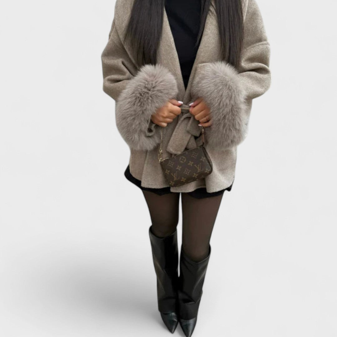 Aureline | Elegant Coat with Faux Fur Details