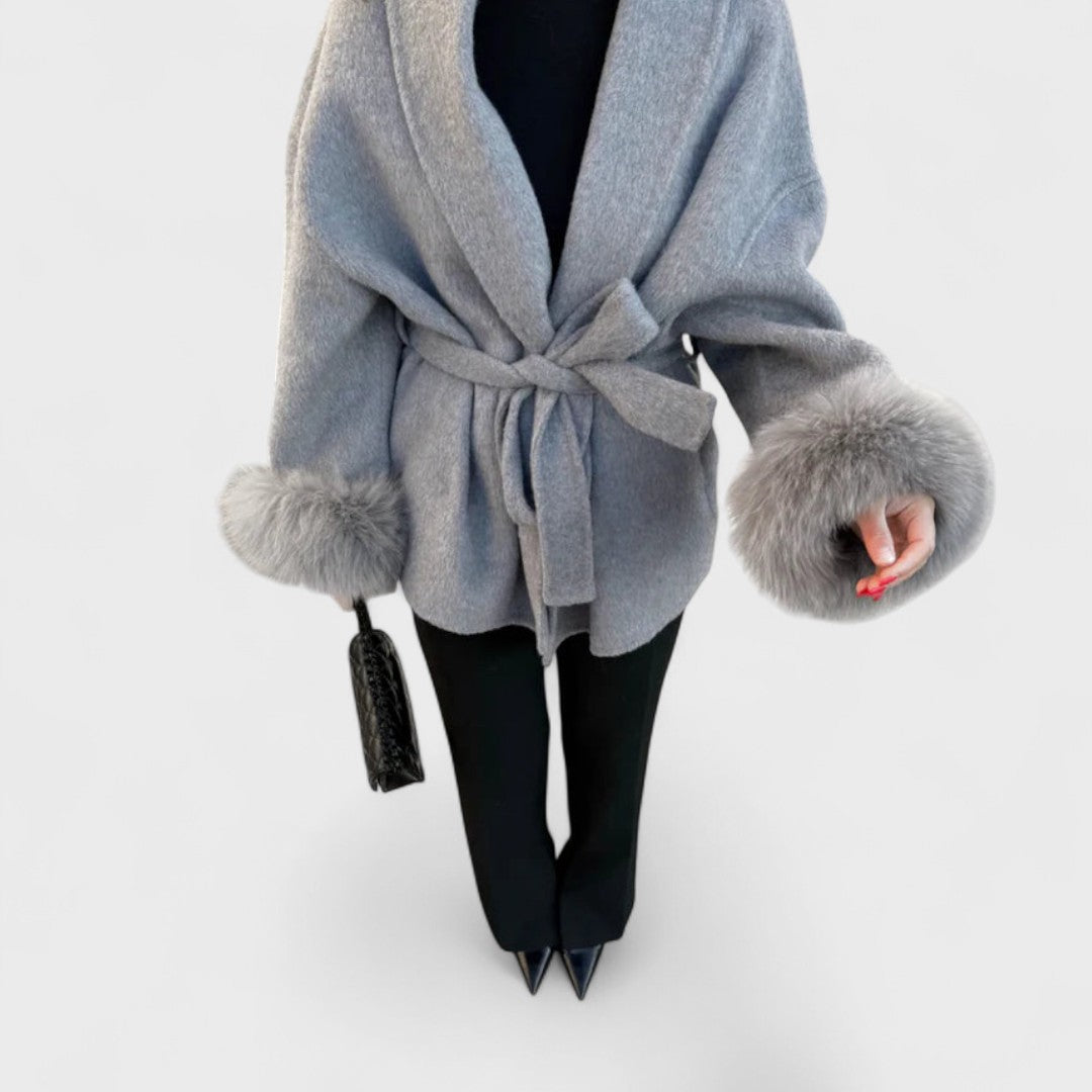 Aureline | Elegant Coat with Faux Fur Details