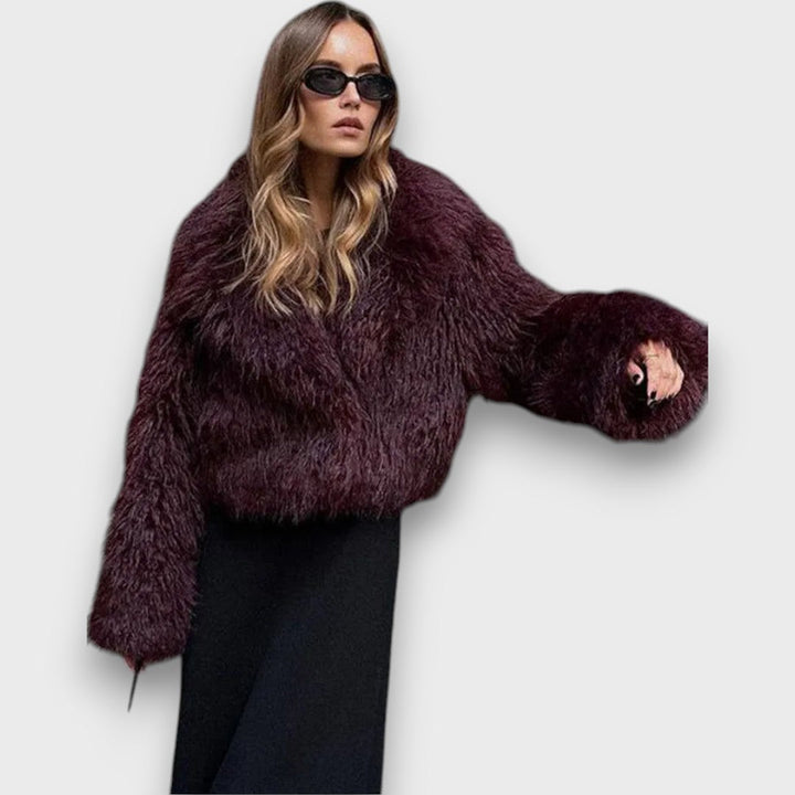 Clarisse | Luxury Faux Fur Coat in Deep Burgundy