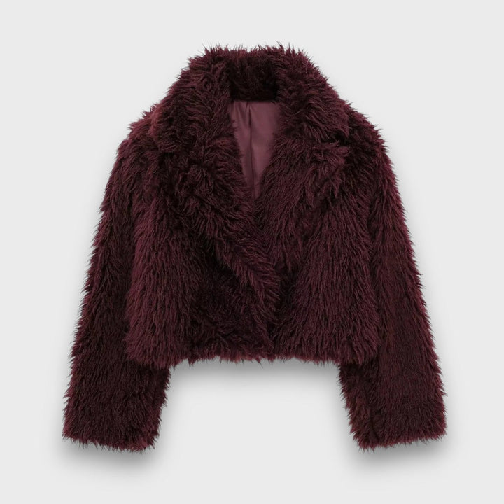 Clarisse | Luxury Faux Fur Coat in Deep Burgundy