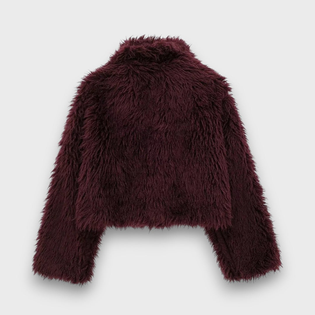 Clarisse | Luxury Faux Fur Coat in Deep Burgundy