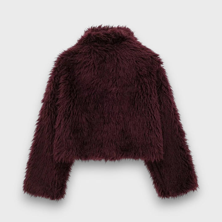 Clarisse | Luxury Faux Fur Coat in Deep Burgundy