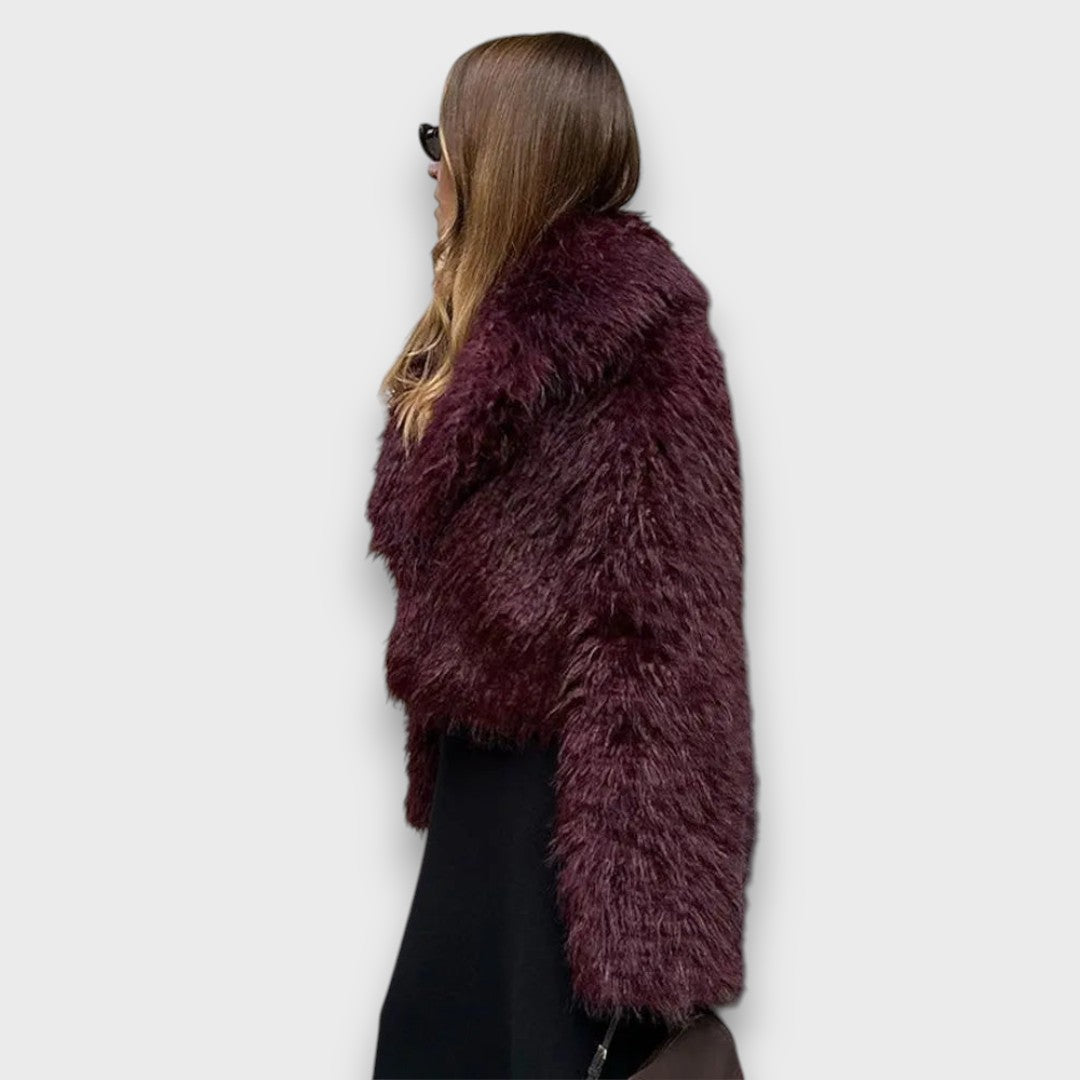 Clarisse | Luxury Faux Fur Coat in Deep Burgundy