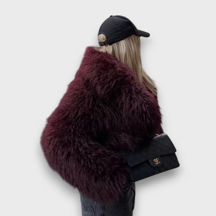 Clarisse | Luxury Faux Fur Coat in Deep Burgundy