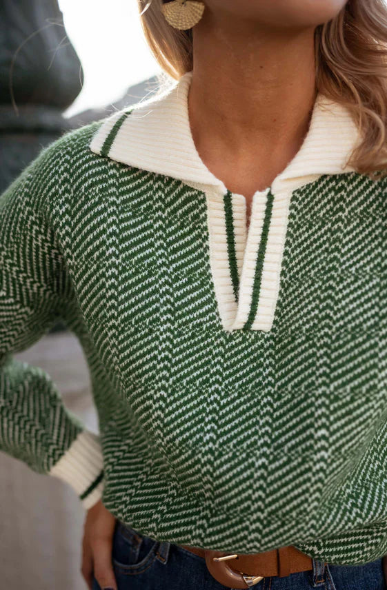 Sophie | The Green V-Neck Sweater