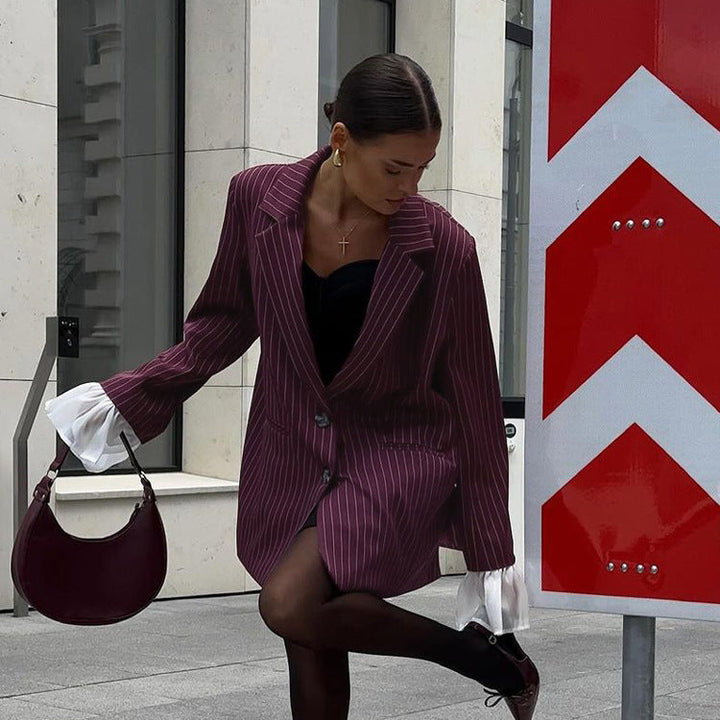 Fiora | Wine Red Suit Jacket