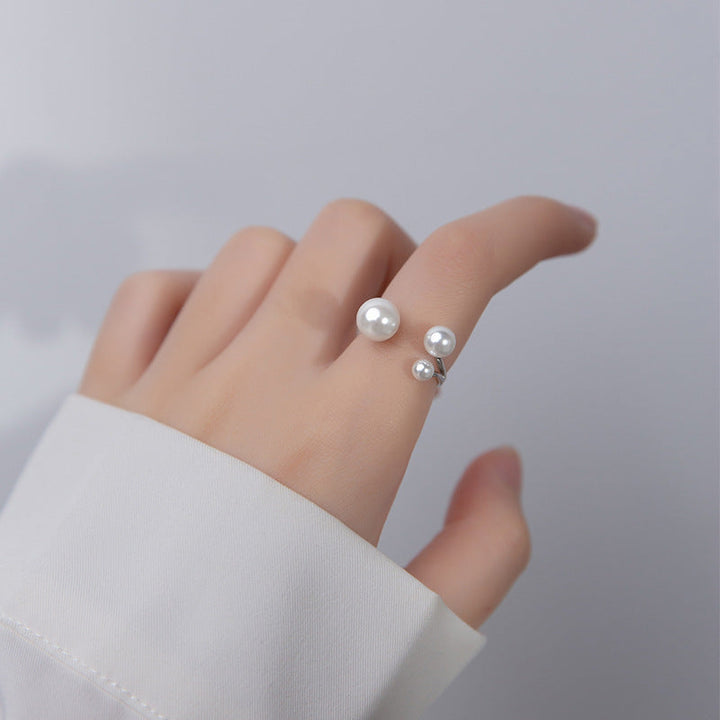 Celestine |Three Freshwater Pearl Adjustable Ring