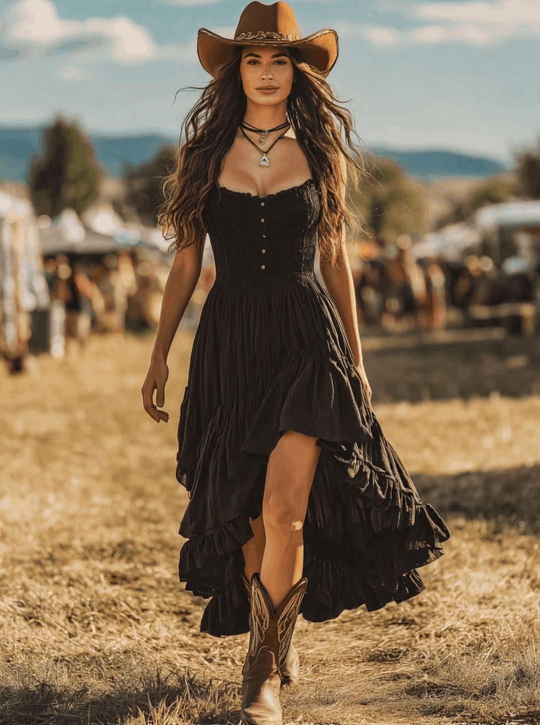 Clara | Ruffle Maxi Dress with Pleated Details