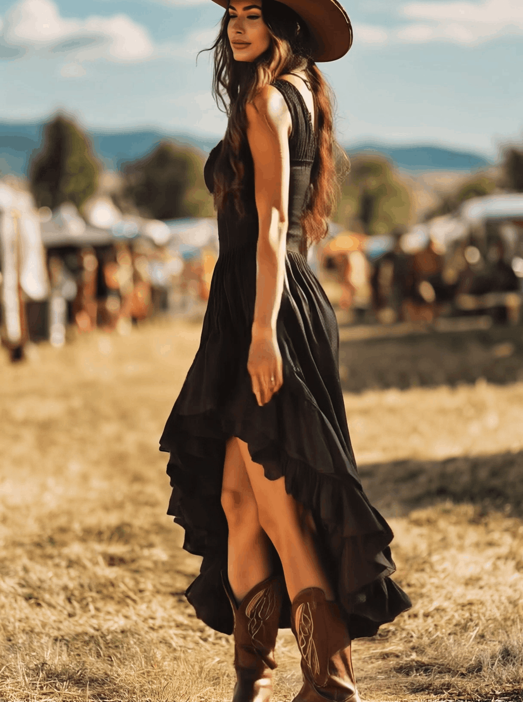 Clara | Ruffle Maxi Dress with Pleated Details