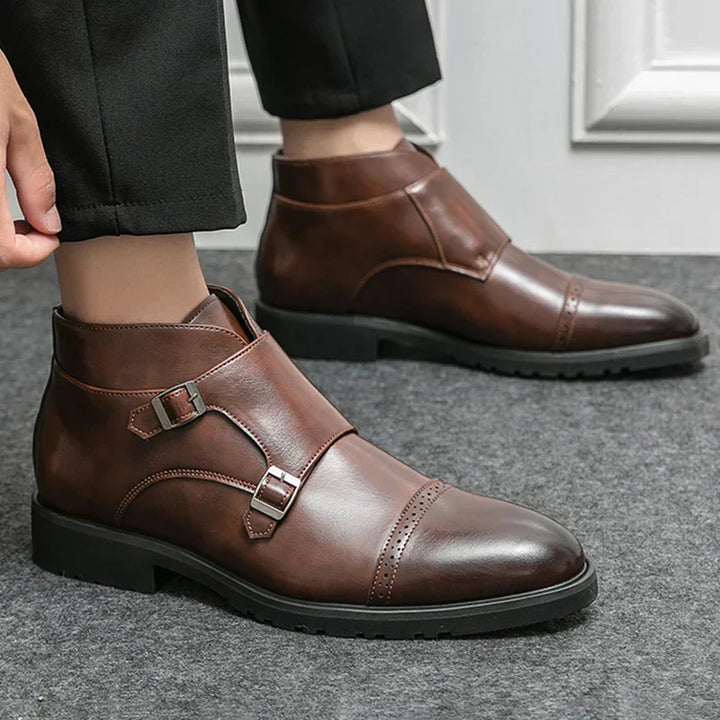 Rocco | Double-Buckle Leather Ankle Boots