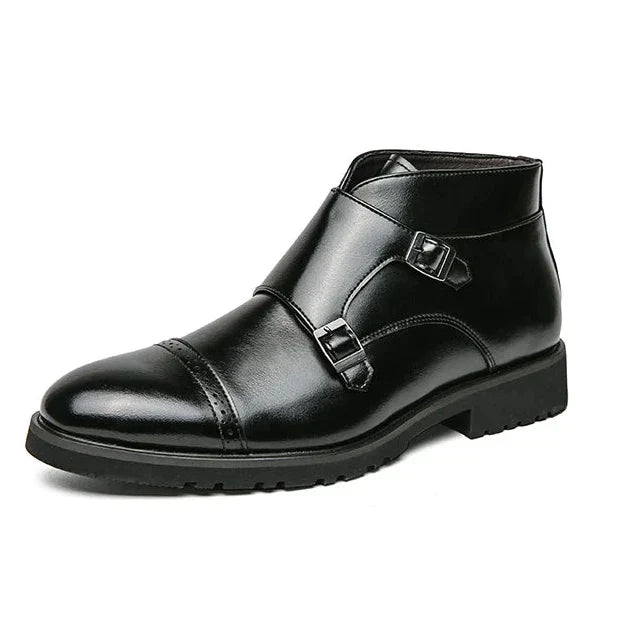 Rocco | Double-Buckle Leather Ankle Boots