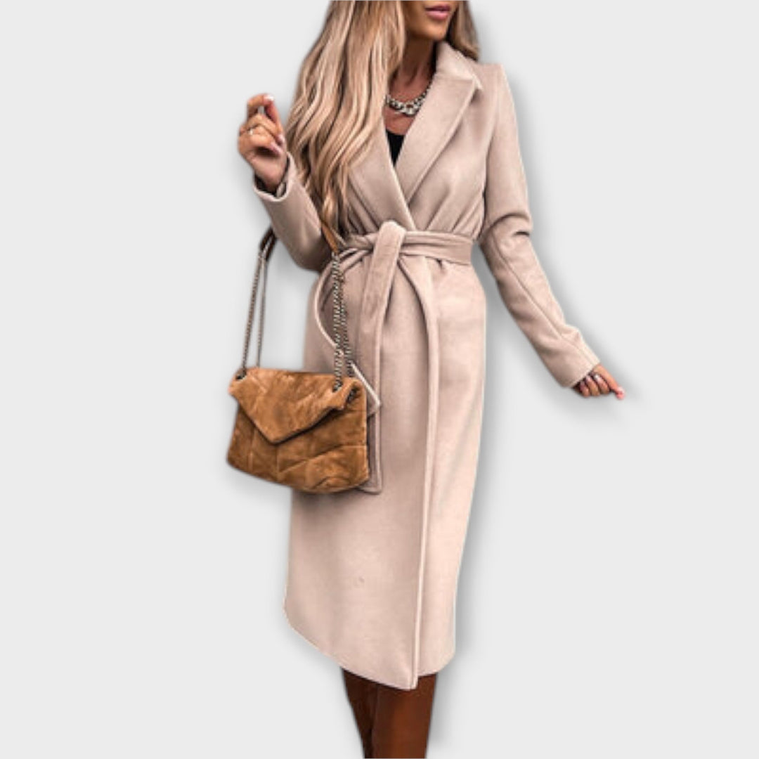 Claudia | Elegant Long Coat with Bows