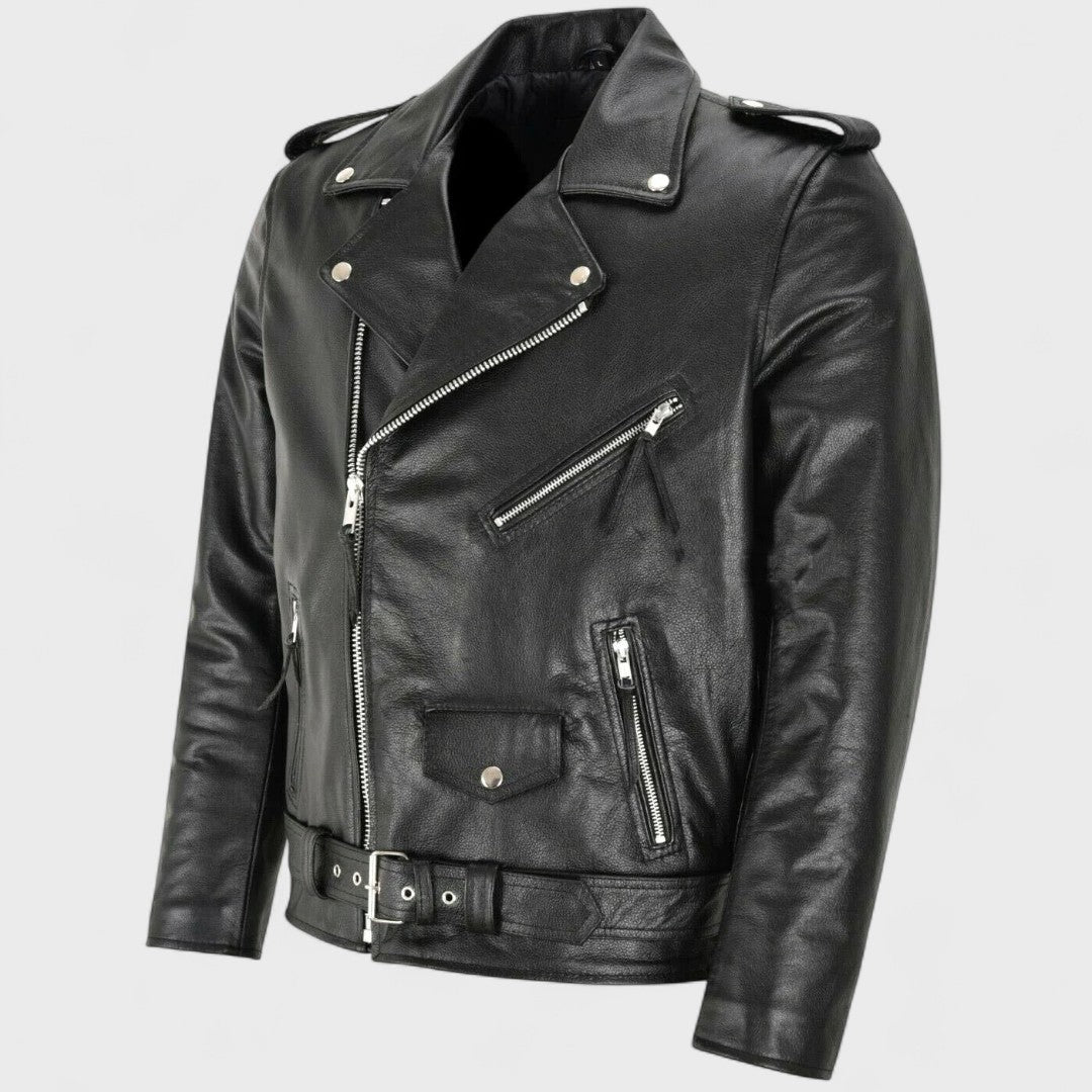 Alessio | Classic Leather Biker Jacket