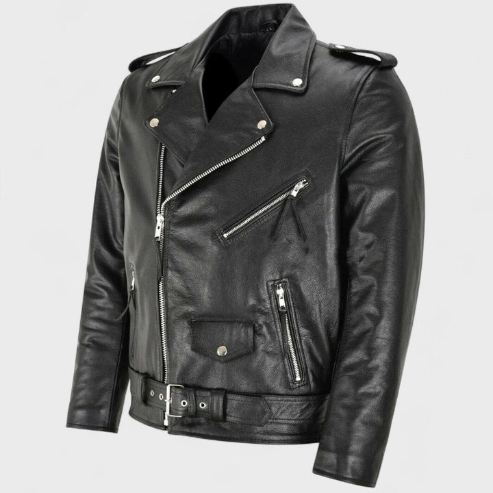 Alessio | Classic Leather Biker Jacket