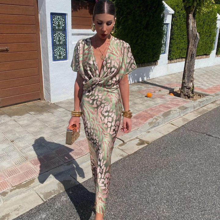 Mylene | Twisted V-neck Maxi Dress