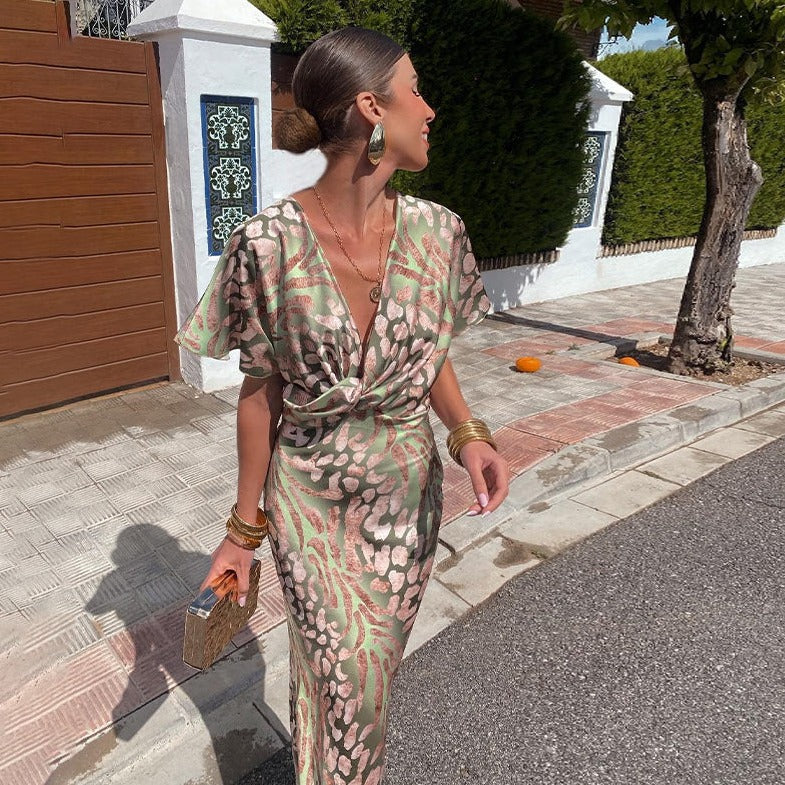 Mylene | Twisted V-neck Maxi Dress