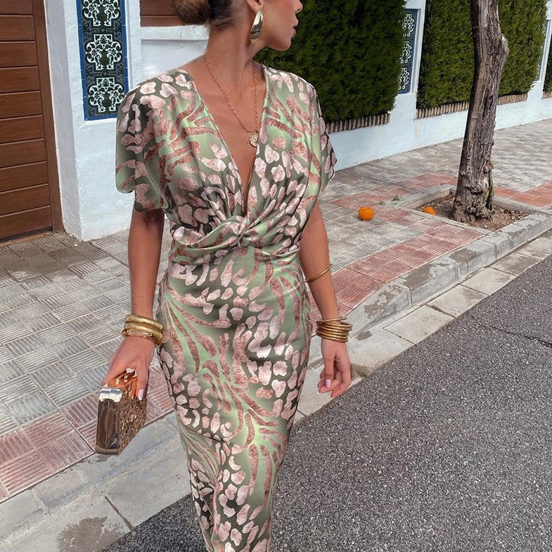 Mylene | Twisted V-neck Maxi Dress