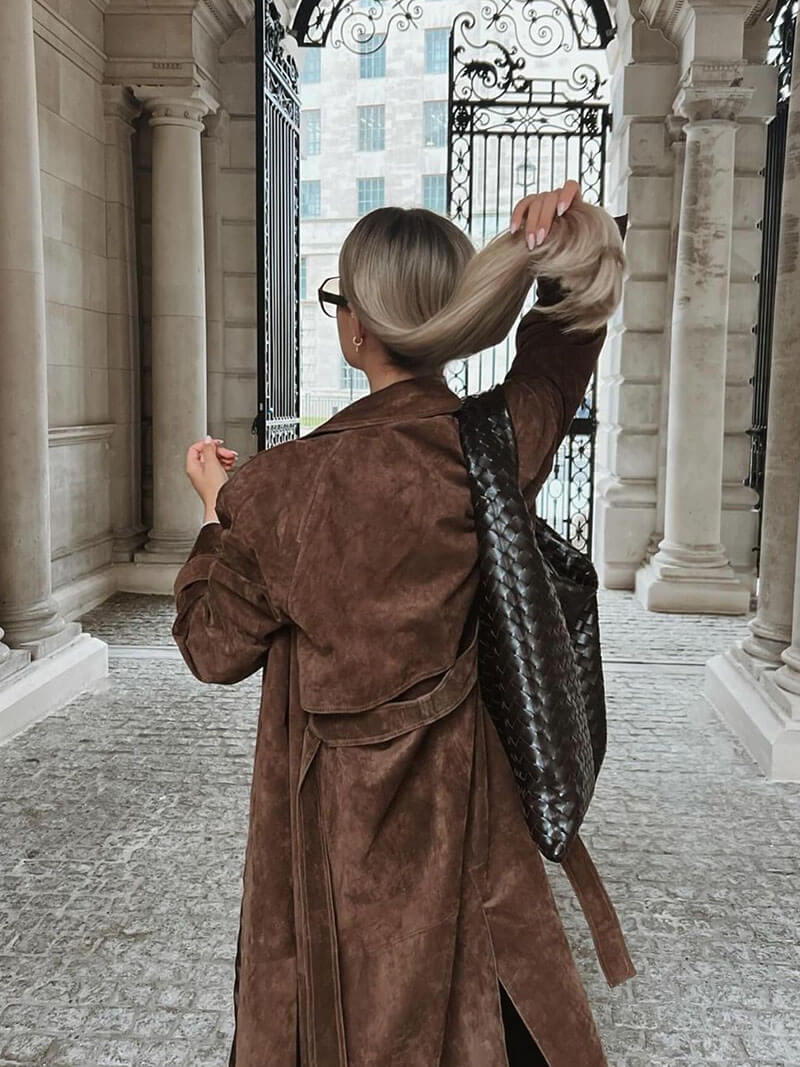 Sabrina | Faux Suede Trench Coat