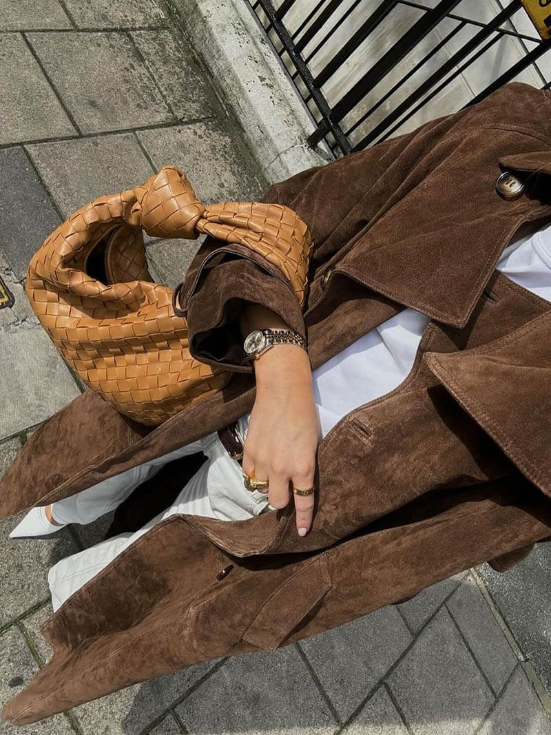 Sabrina | Faux Suede Trench Coat