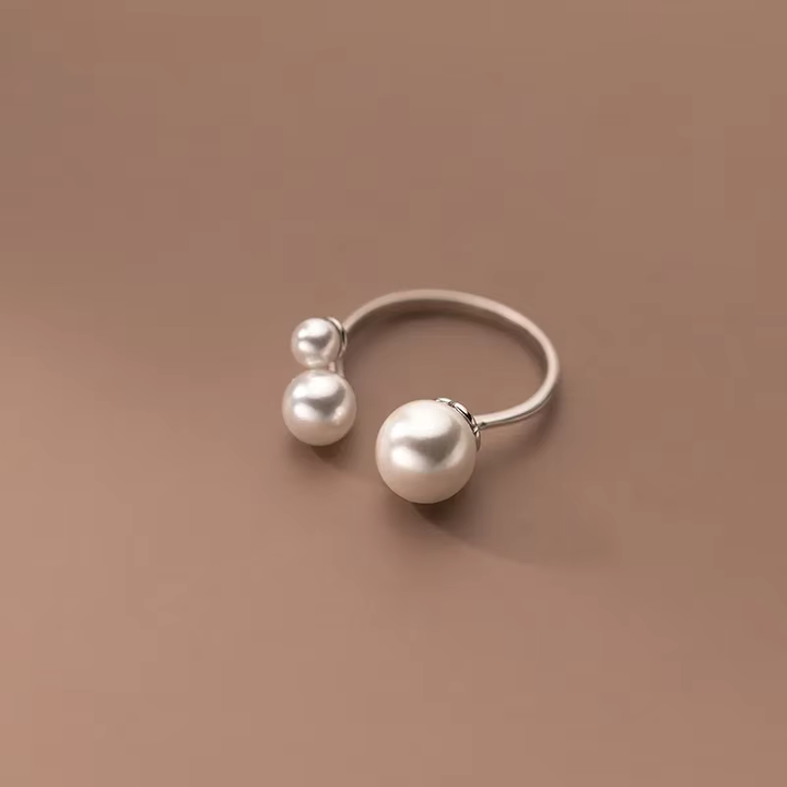 Celestine |Three Freshwater Pearl Adjustable Ring