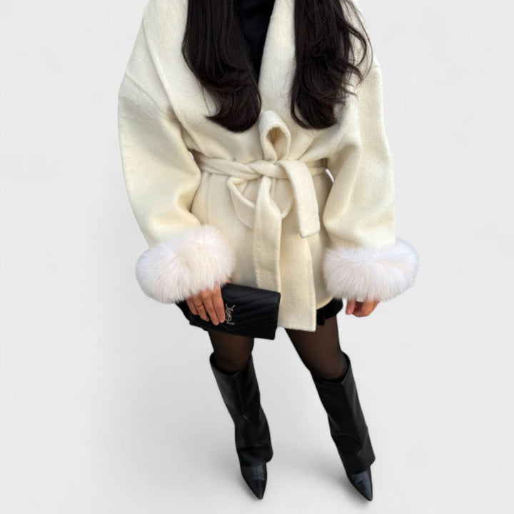 Aureline | Elegant Coat with Faux Fur Details