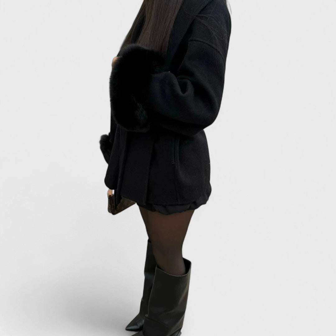 Aureline | Elegant Coat with Faux Fur Details