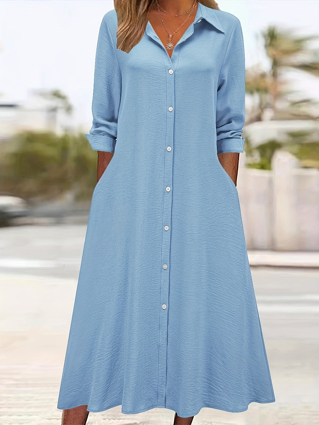 Jeanette | Button Front Shirt Dress