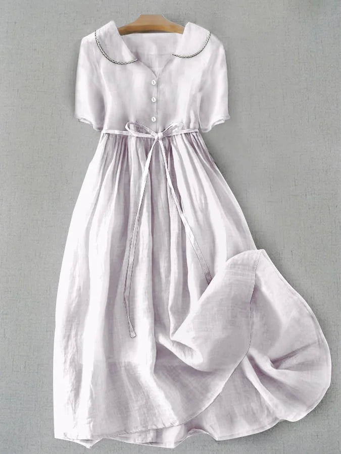 Harper | Elegant Cotton & Linen Dress with Half Sleeves