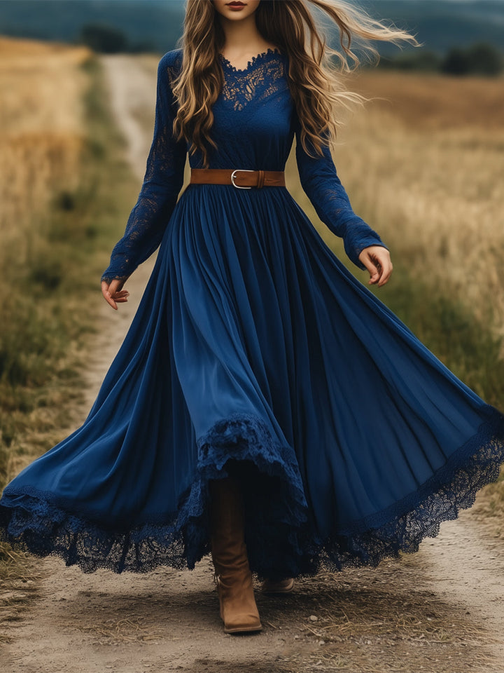 Elena | Lace Maxi Dress with belt