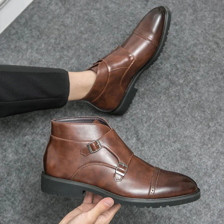 Rocco | Double-Buckle Leather Ankle Boots