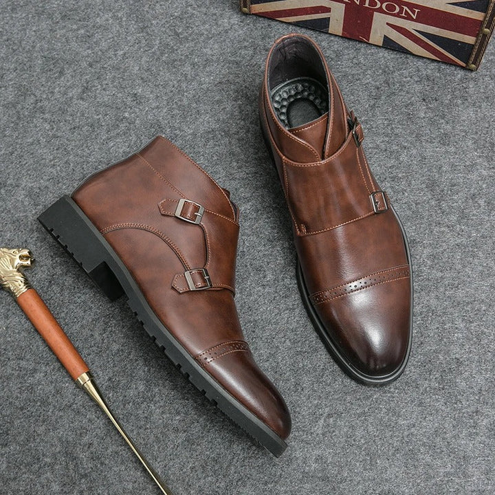 Rocco | Double-Buckle Leather Ankle Boots