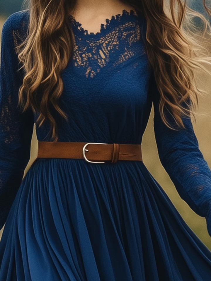 Elena | Lace Maxi Dress with belt