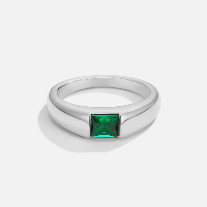 Valentina Silver and Emerald Ring