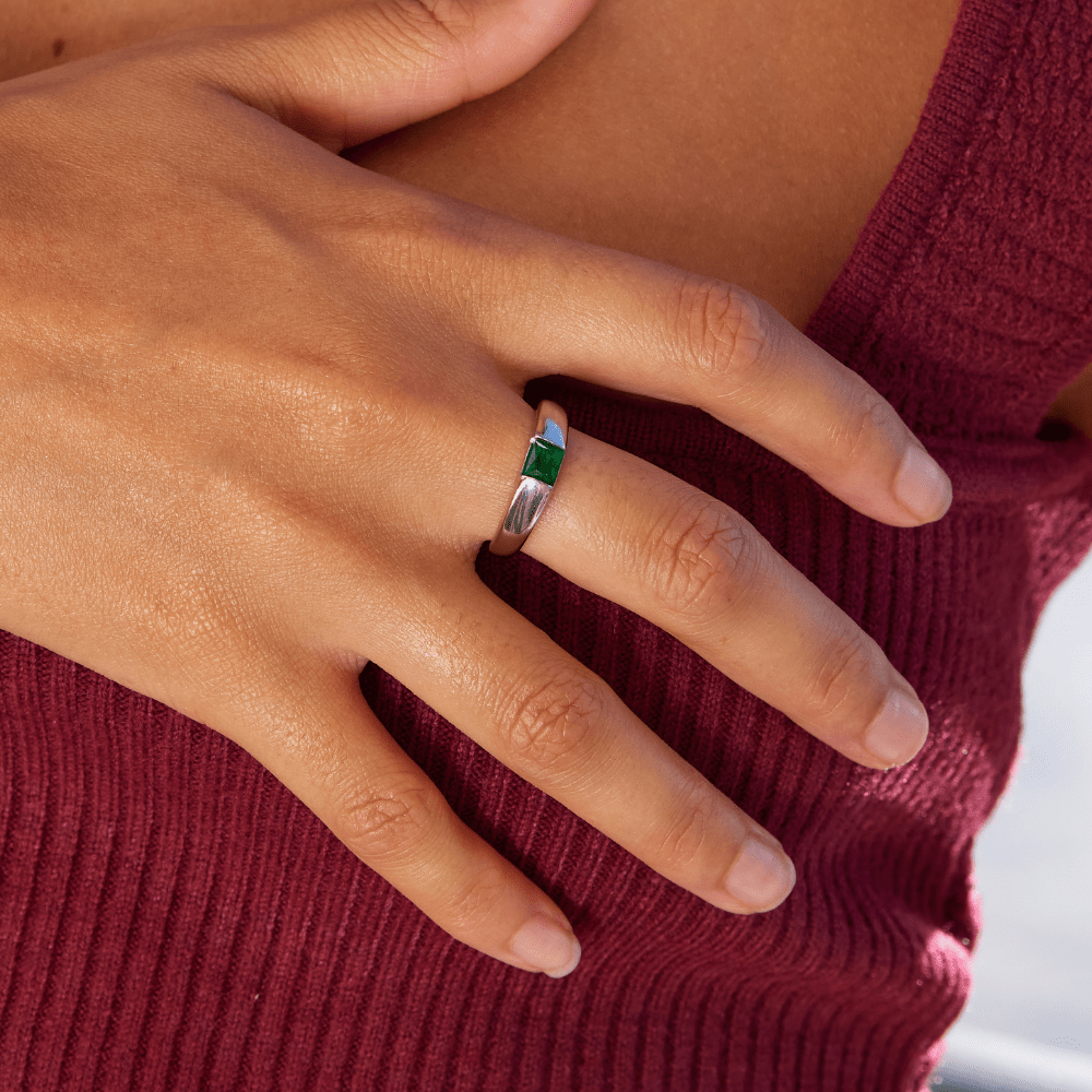 Valentina Silver and Emerald Ring
