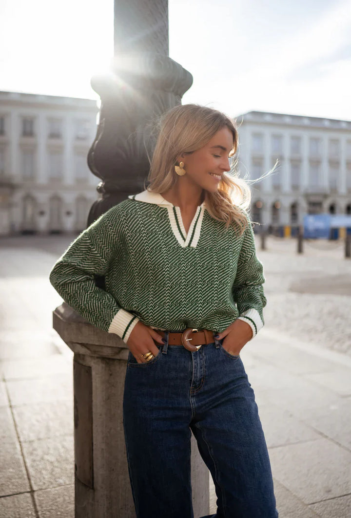 Sophie | The Green V-Neck Sweater