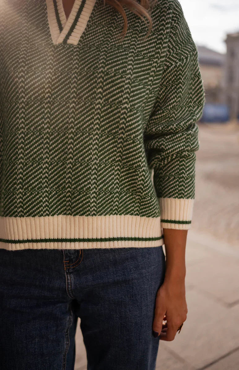 Sophie | The Green V-Neck Sweater