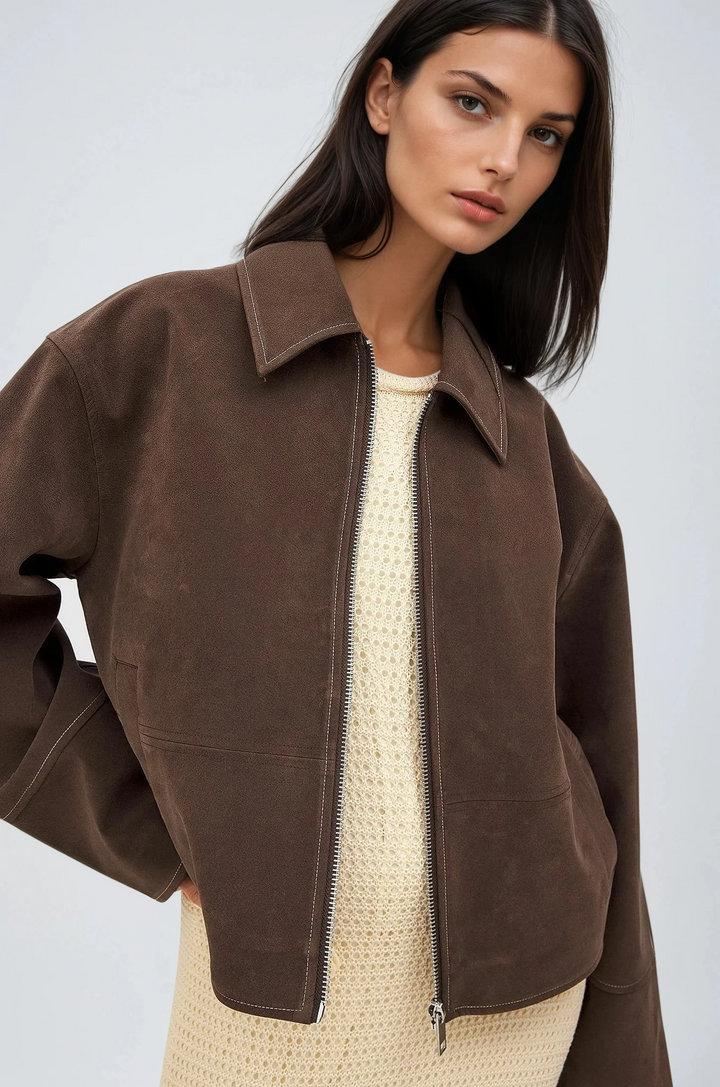 Valira | Faux Suede Zip Jacket