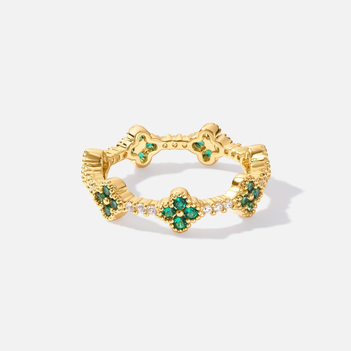 Lucky clover ring with crystals