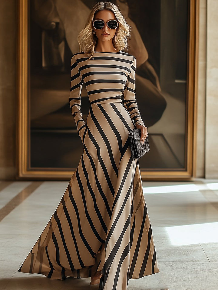 Lucia | Striped Maxi Dress with Long Sleeves
