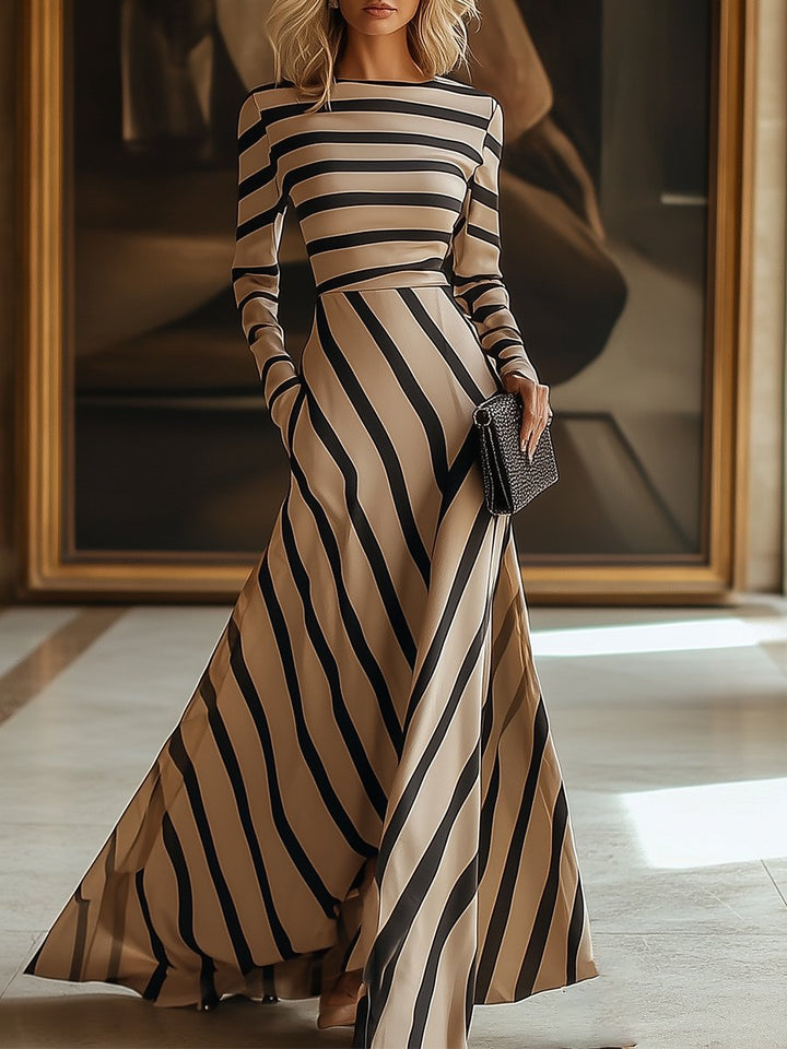 Lucia | Striped Maxi Dress with Long Sleeves