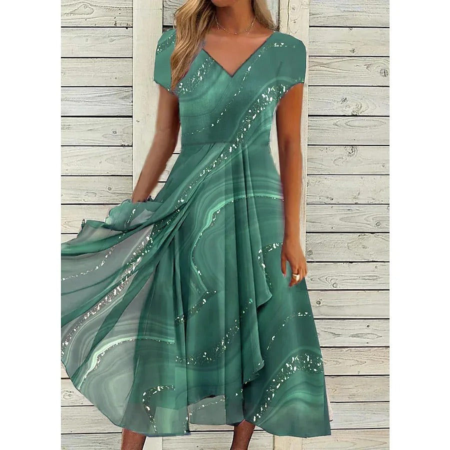 Claudria | Graceful V-Neck Midi