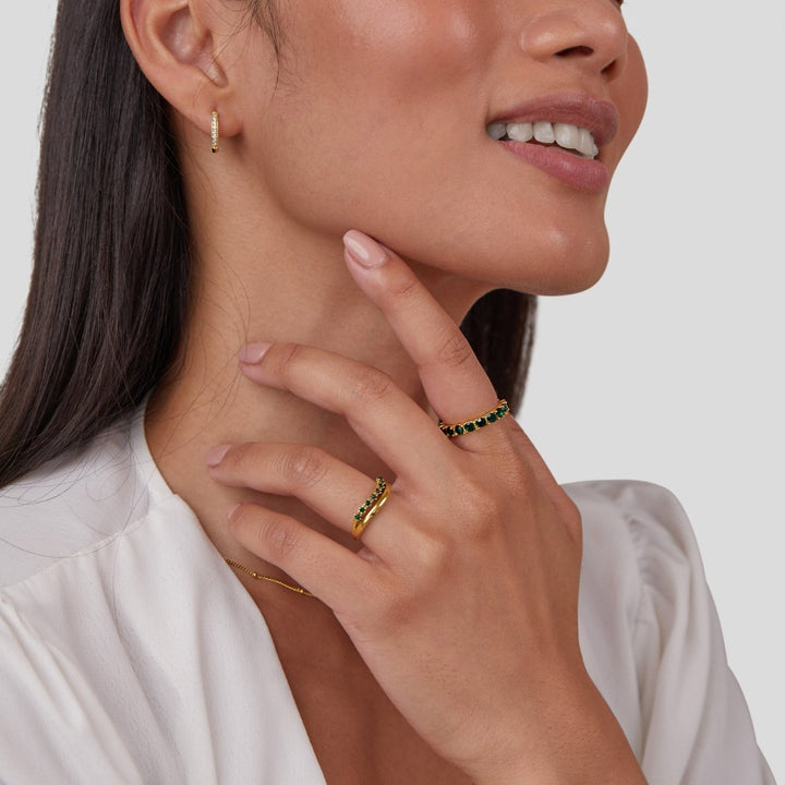 Calista | Emerald Green Layered Ring