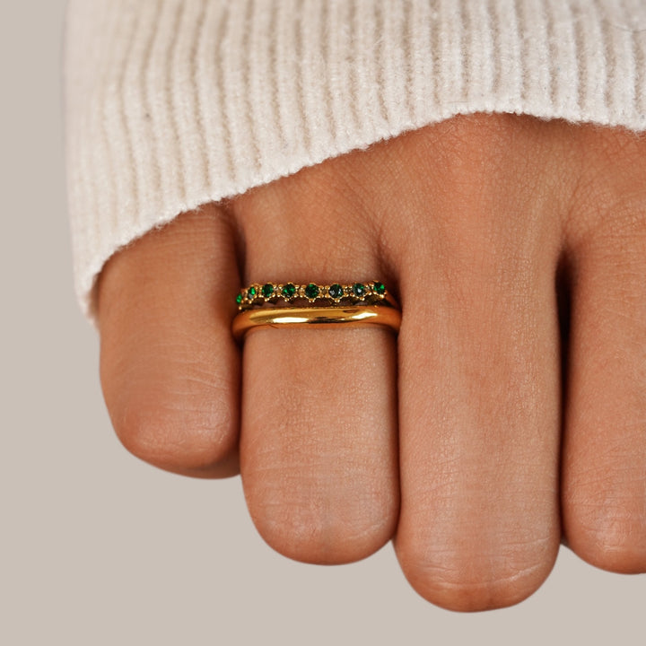 Calista | Emerald Green Layered Ring